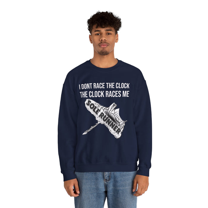 I Don't Race The Clock. The Clock Races Me: Unisex Heavy Blend™ Crewneck Sweatshirt