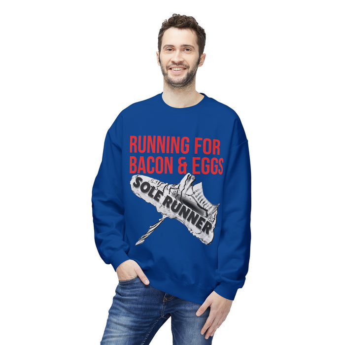 Running For Bacon & Eggs: Unisex Midweight Softstyle Fleece Crewneck Sweatshirt