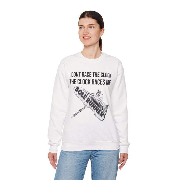 I Don't Race The Clock. The Clock Races Me: Unisex Heavy Blend™ Crewneck Sweatshirt