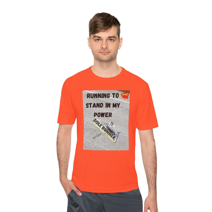 Running To Stand In My Power-Whimsical Moisture Wicking Unisex T-Shirt For Runners