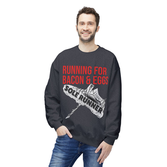 Running For Bacon & Eggs: Unisex Midweight Softstyle Fleece Crewneck Sweatshirt