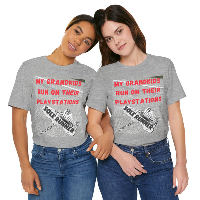 My Grandkids Run On Their Playstations: Unisex Jersey Short Sleeve Tee
