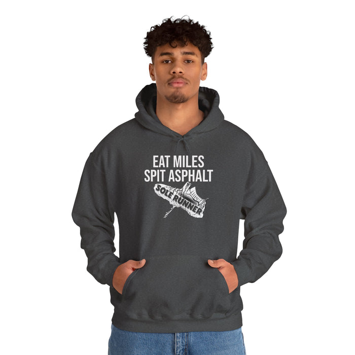 Eat Miles. Spit Ass-Phalt: Unisex Heavy Blend™ Hooded Sweatshirt