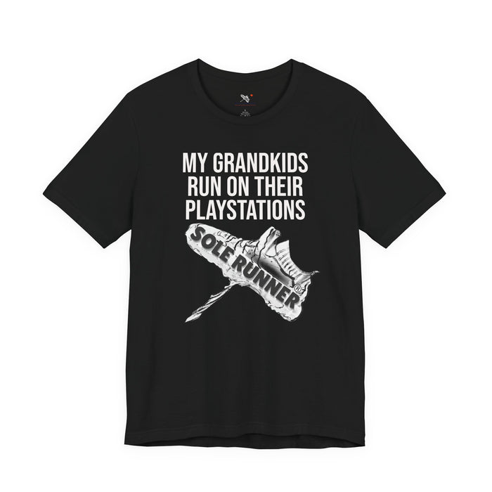 My Grandkids Run On Their PlayStations: Unisex Jersey Short Sleeve Tee