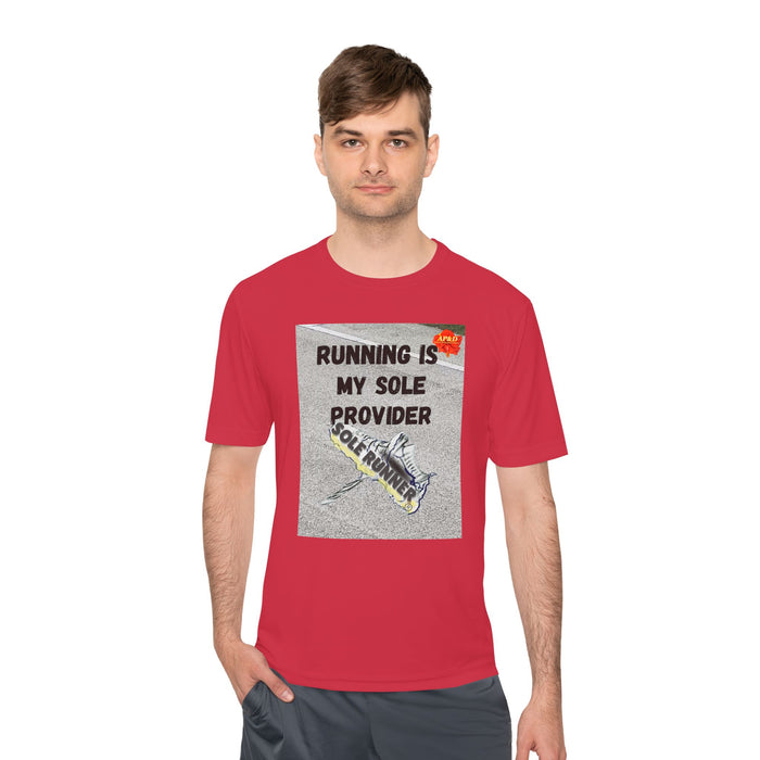 Running Is My Sole Provider-Whimsical Moisture Wicking Unisex T-Shirt For Runners
