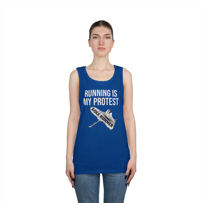 Running Is My Protest: Unisex Heavy Cotton Tank Top