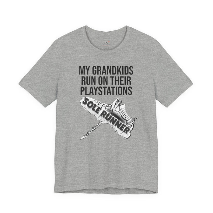 My Grandkids Run On Their PlayStations: Unisex Jersey Short Sleeve Tee