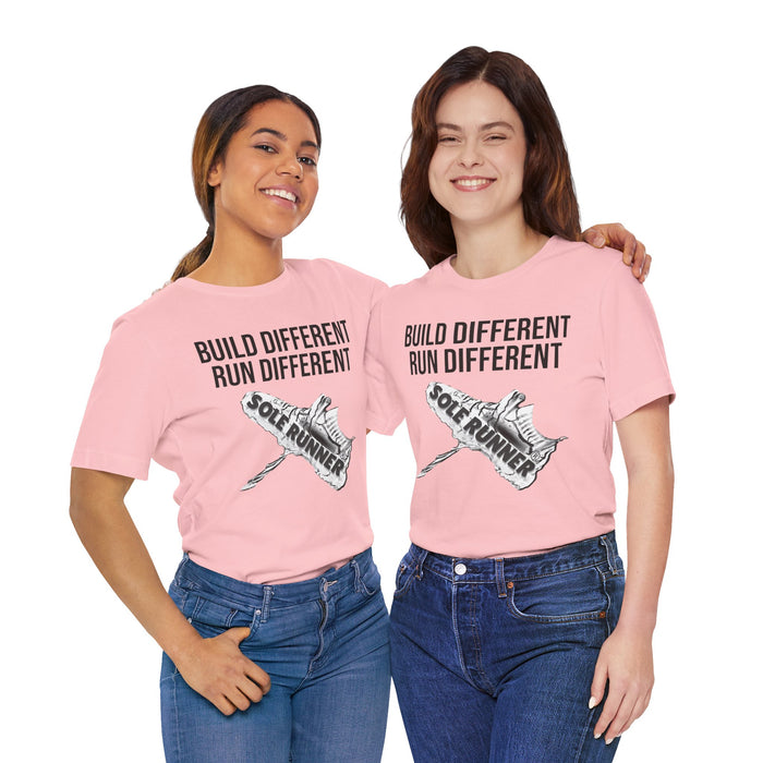 Built Different. Runs Different: Unisex Jersey Short Sleeve Tee