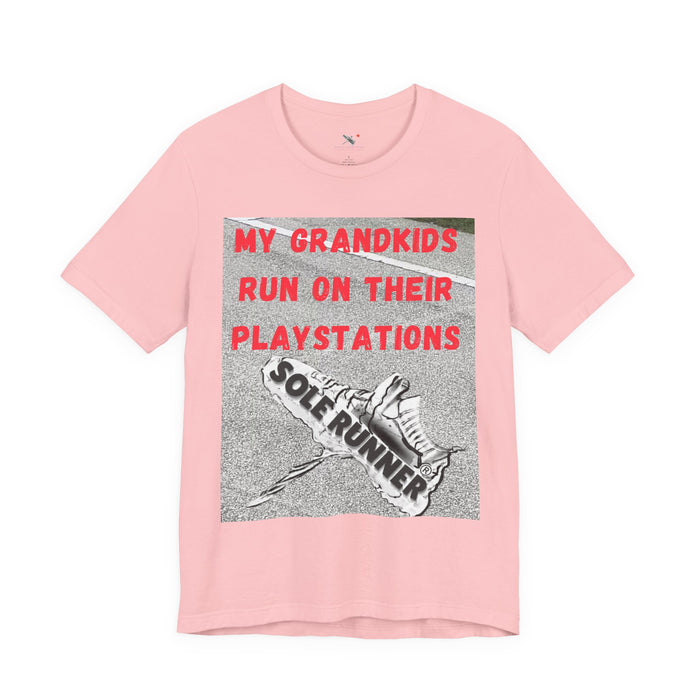 My Grandkids Run On Their Playstations: Unisex Jersey Short Sleeve Tee