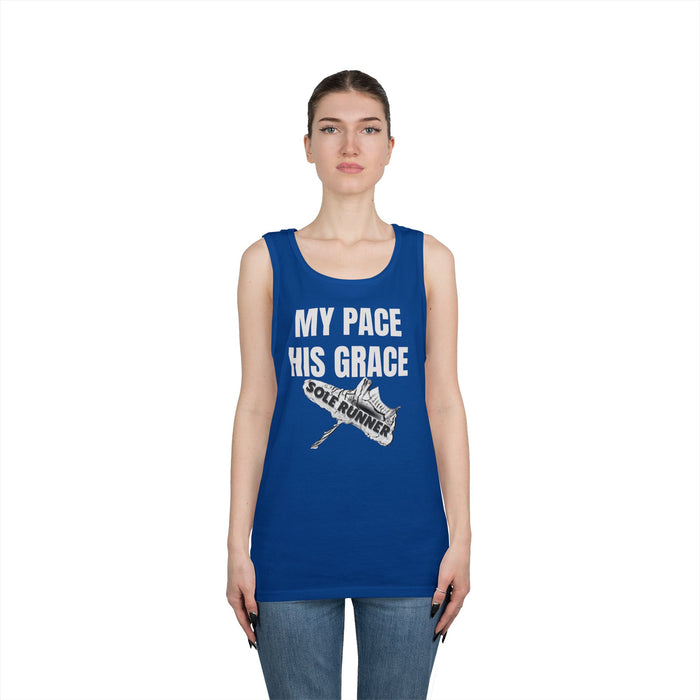 MY PACE. HIS GRACE; Unisex Heavy Cotton Tank Top