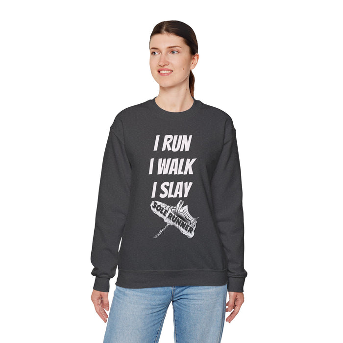 I Run. I Walk. I Slay Miles: Unisex Heavy Blend™ Crewneck Sweatshirt