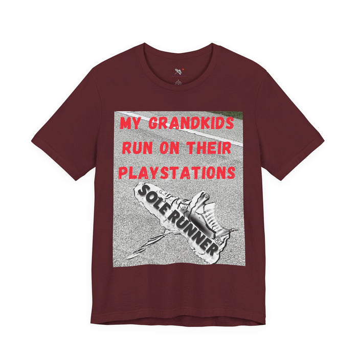 My Grandkids Run On Their Playstations: Unisex Jersey Short Sleeve Tee