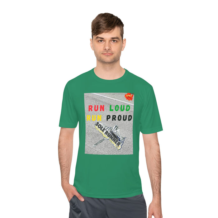 Run Loud, Run Proud-Whimsical Moisture Wicking Unisex T-Shirt For Runners