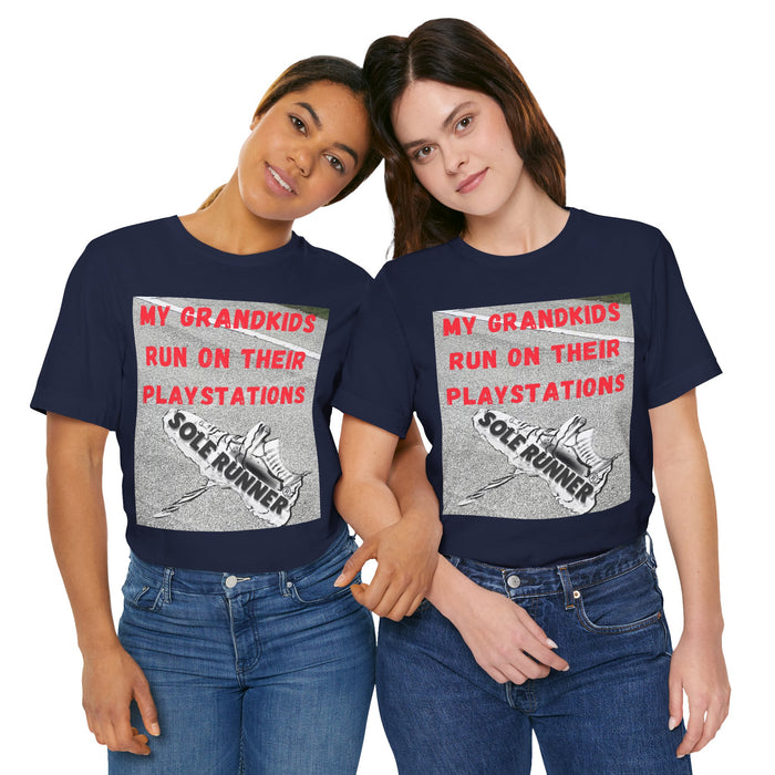 My Grandkids Run On Their Playstations: Unisex Jersey Short Sleeve Tee