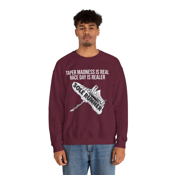 Taper Madness Is Real, Race Day Is Realer: Unisex Heavy Blend™ Crewneck Sweatshirt