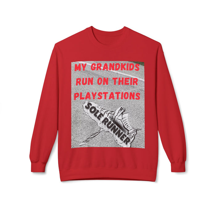 My Grandkids Run On Their Playstations: Unisex Midweight Softstyle Fleece Crewneck Sweatshirt