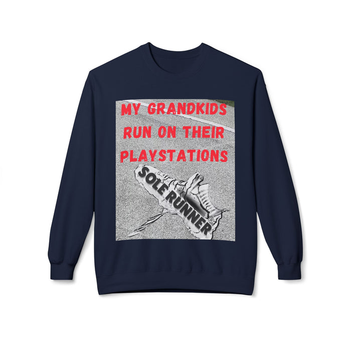 My Grandkids Run On Their Playstations: Unisex Midweight Softstyle Fleece Crewneck Sweatshirt