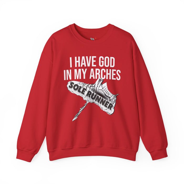 I Have God In My Arches: Unisex Heavy Blend™ Crewneck Sweatshirt