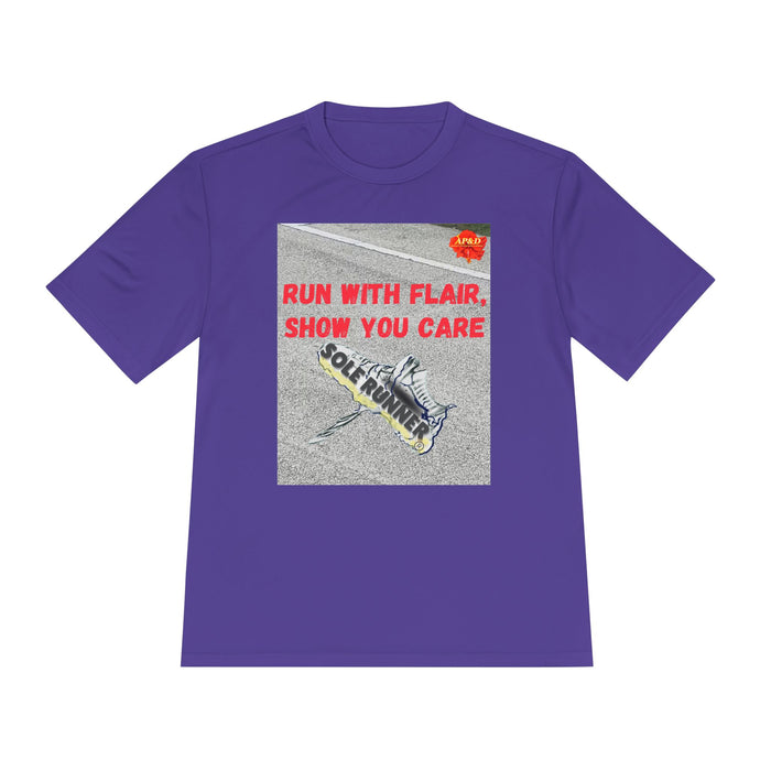 Run With Flair Show You Care-Whimsical Moisture Wicking Unisex T-Shirt For Runners