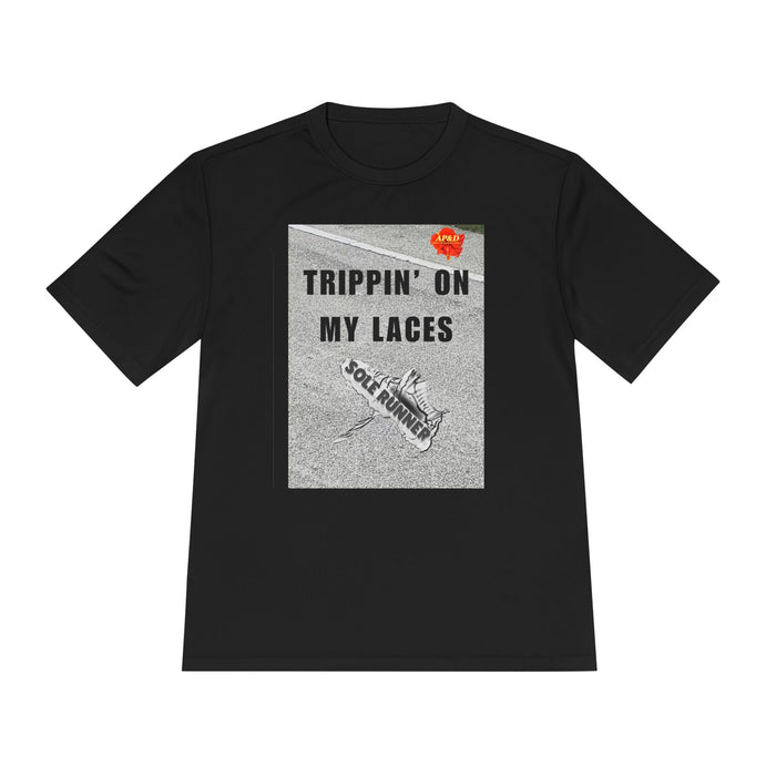 Trippin' On My Laces- Whimsical Moisture Wicking Unisex T-Shirt For Runners