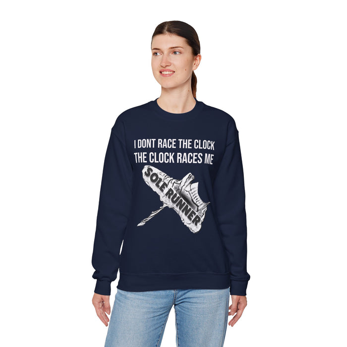 I Don't Race The Clock. The Clock Races Me: Unisex Heavy Blend™ Crewneck Sweatshirt