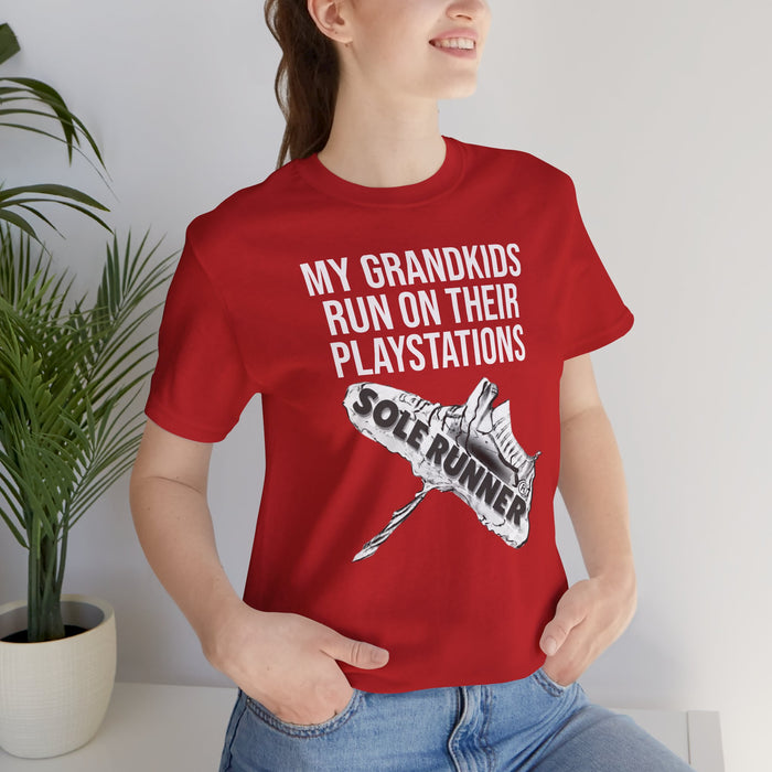 My Grandkids Run On Their PlayStations: Unisex Jersey Short Sleeve Tee