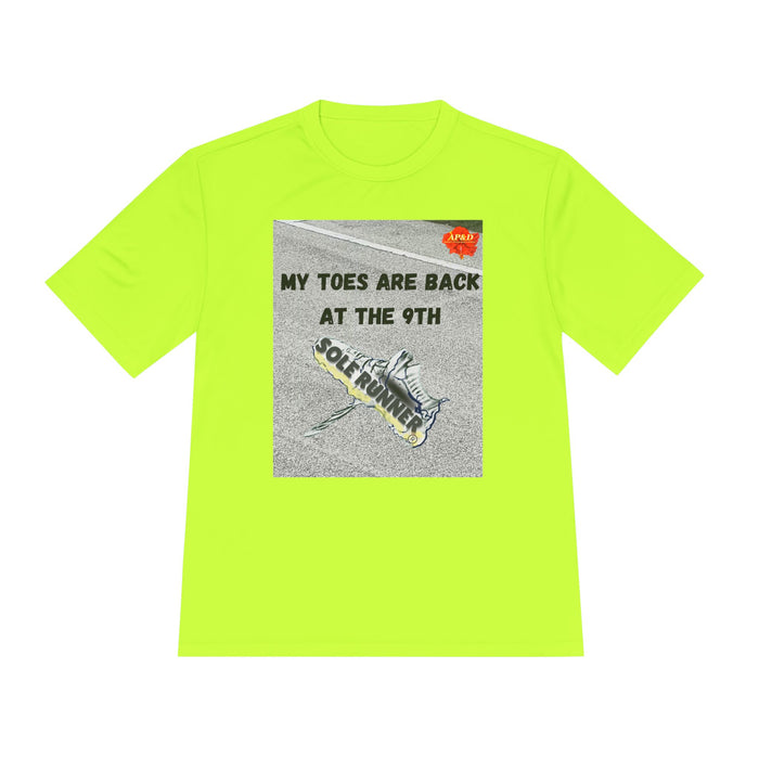 My Toes Are Back at the 9th-Whimsical Moisture Wicking Unisex T-Shirt For Runners