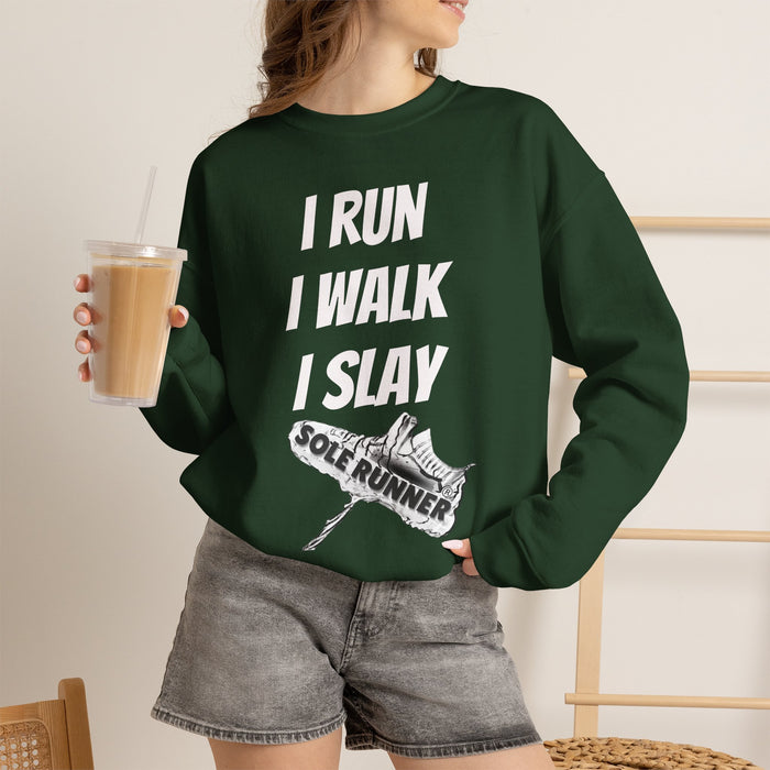I Run. I Walk. I Slay Miles: Unisex Heavy Blend™ Crewneck Sweatshirt