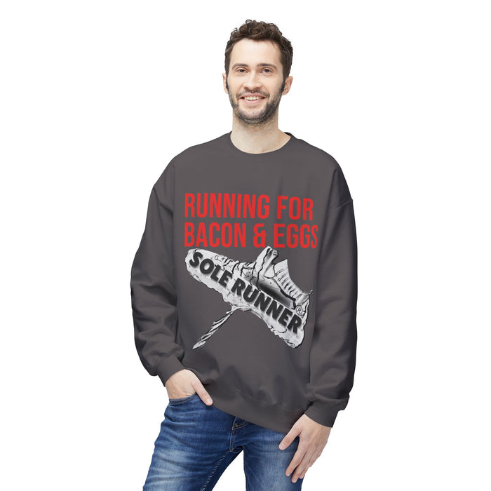 Running For Bacon & Eggs: Unisex Midweight Softstyle Fleece Crewneck Sweatshirt