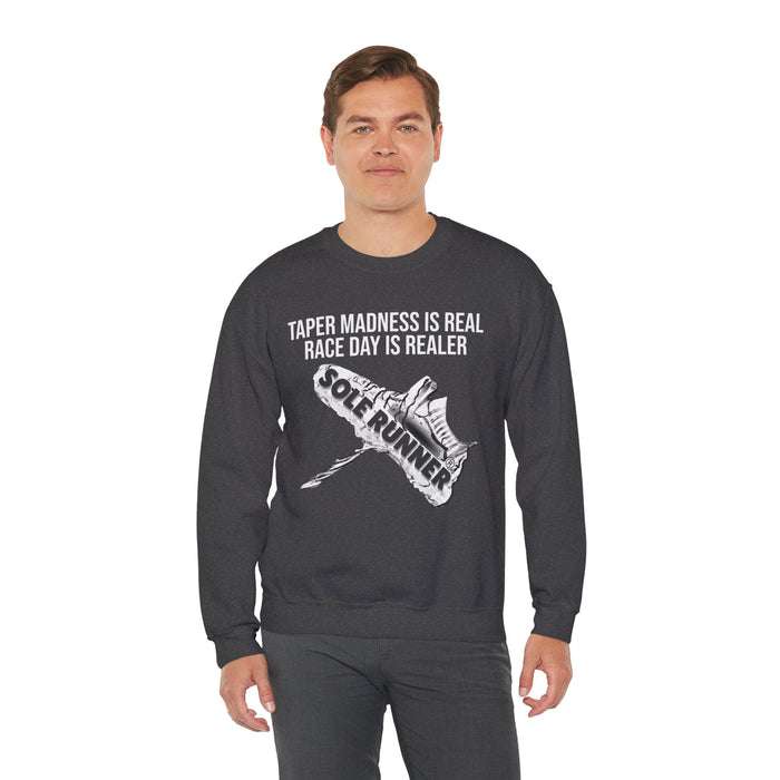 Taper Madness Is Real, Race Day Is Realer: Unisex Heavy Blend™ Crewneck Sweatshirt