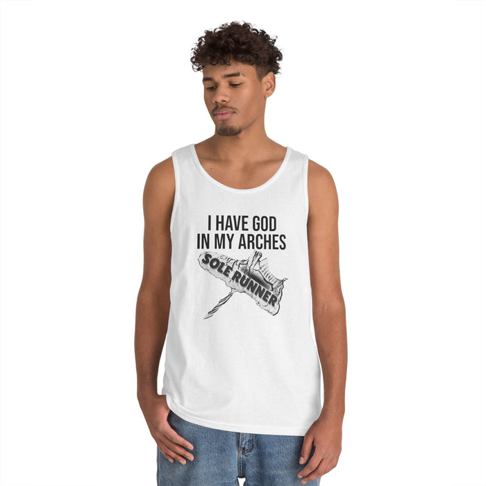 I Have God In My Arches: Unisex Heavy Cotton Tank Top