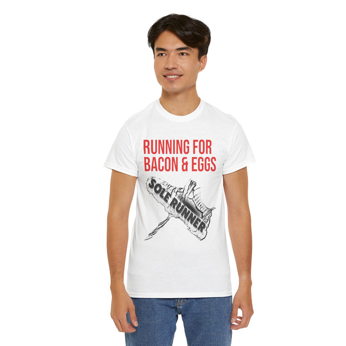 Running For Bacon & Eggs: Unisex Heavy Cotton Tee