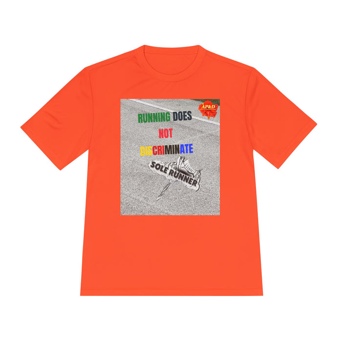 Running Does Not Discriminate | Sole Runner® Legacy Performance Tee: Unisex Moisture Wicking Tee
