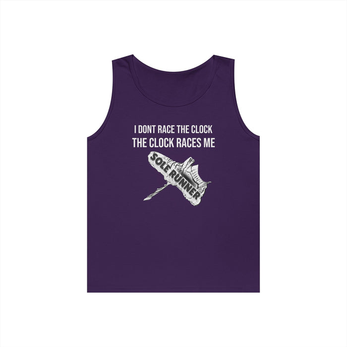 I Don't Race The Clock. The Clock Races Me: Unisex Heavy Cotton Tank Top