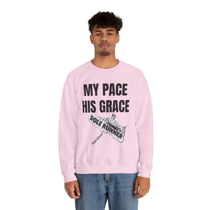 MY PACE. HIS GRACE: Unisex Heavy Blend™ Crewneck Sweatshirt