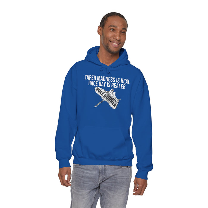 Taper Madness Is Real, Race Day Is Realer: Unisex Heavy Blend™ Hooded Sweatshirt