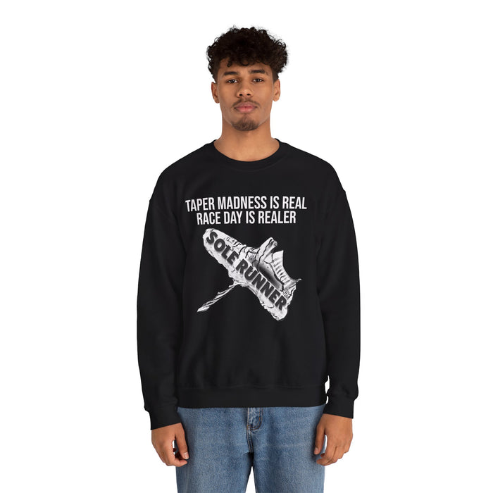 Taper Madness Is Real, Race Day Is Realer: Unisex Heavy Blend™ Crewneck Sweatshirt