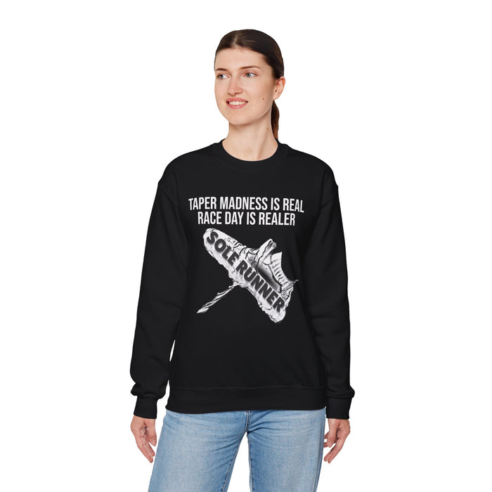 Taper Madness Is Real, Race Day Is Realer: Unisex Heavy Blend™ Crewneck Sweatshirt