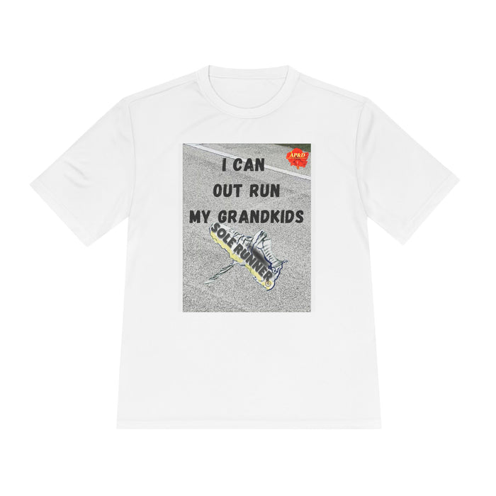 I Can Out Run My Grandkids-Whimsical Moisture Wicking Unisex T-Shirt For Runners