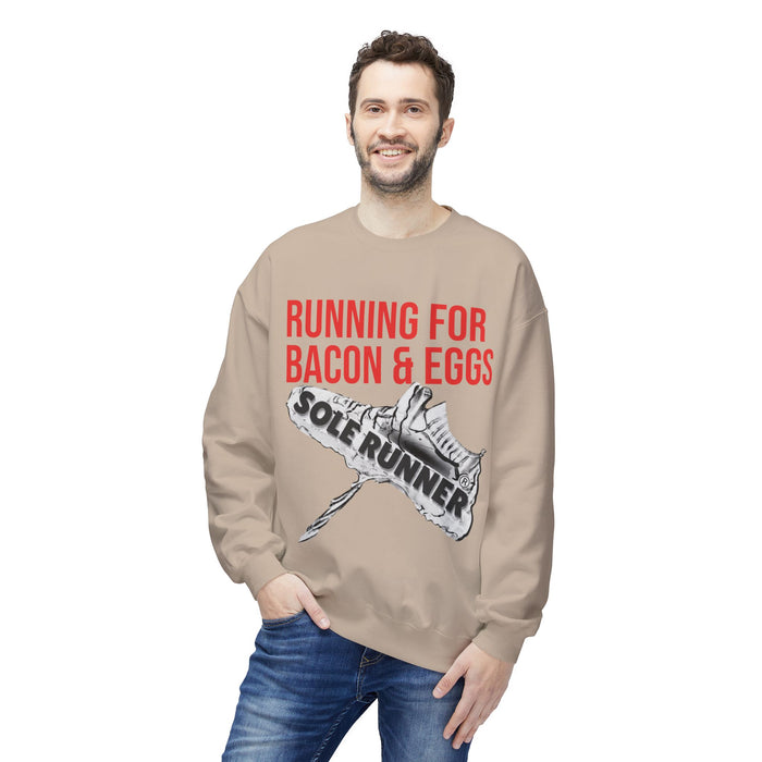 Running For Bacon & Eggs: Unisex Midweight Softstyle Fleece Crewneck Sweatshirt