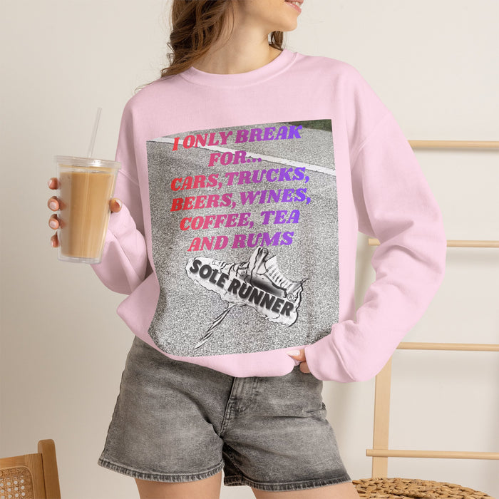I Only Break For Cars, Trucks, Beers, Wines. Coffee, Tea, and Rums: Unisex Heavy Blend™ Crewneck Sweatshirt