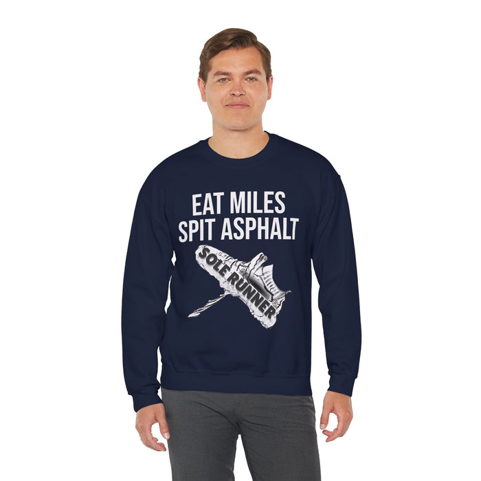 Eat Miles. Spit Ass-Phalt: Unisex Heavy Blend™ Crewneck Sweatshirt