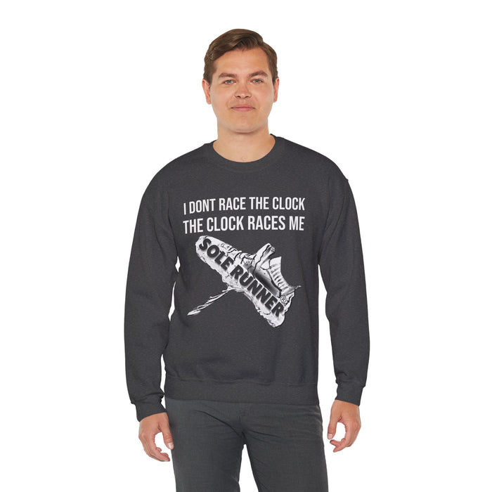 I Don't Race The Clock. The Clock Races Me: Unisex Heavy Blend™ Crewneck Sweatshirt