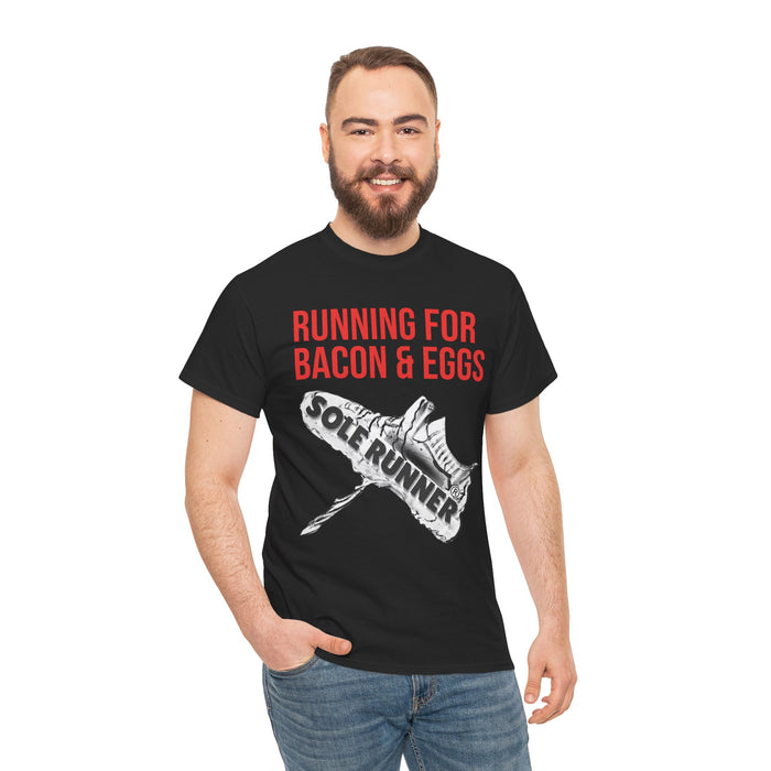 Running For Bacon & Eggs: Unisex Heavy Cotton Tee