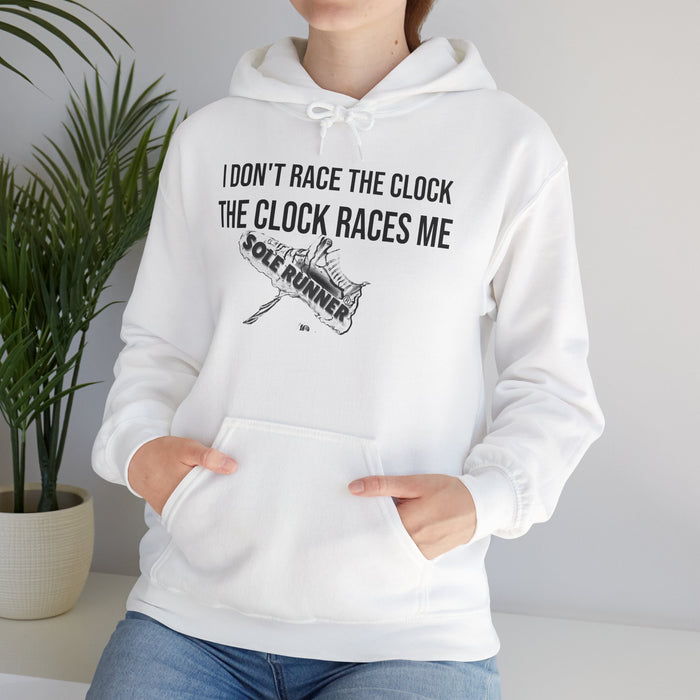I Don't Race The Clock. The Clock Races Me: Unisex Heavy Blend™ Hooded Sweatshirt
