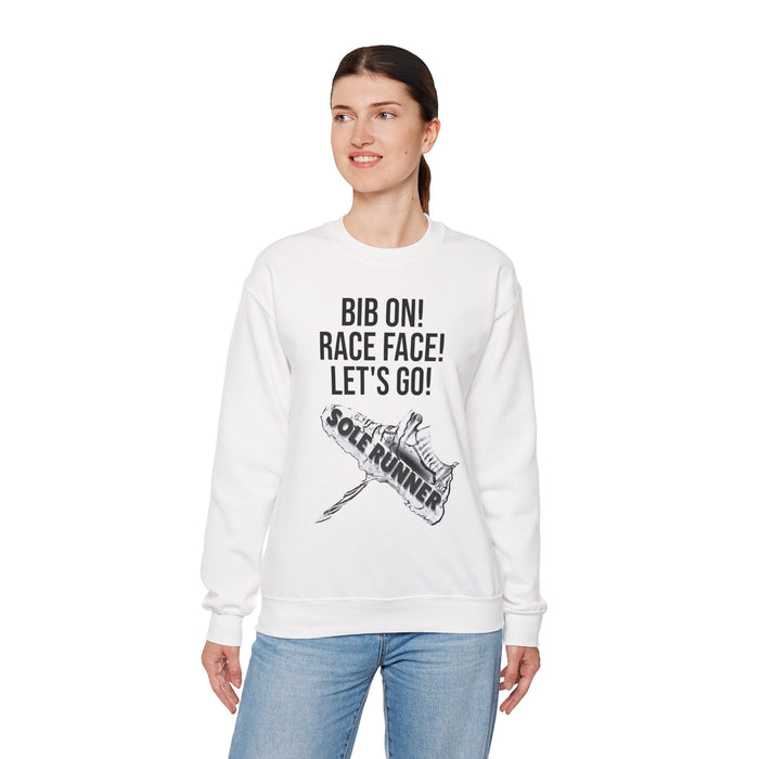 Bib On! Race Face! Let's Go!: Unisex Heavy Blend™ Crewneck Sweatshirt