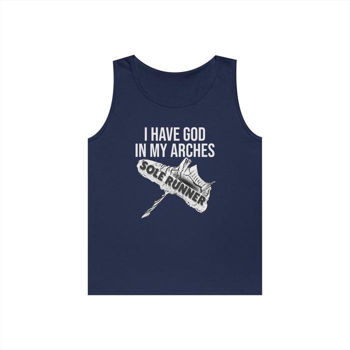 I Have God In My Arches: Unisex Heavy Cotton Tank Top