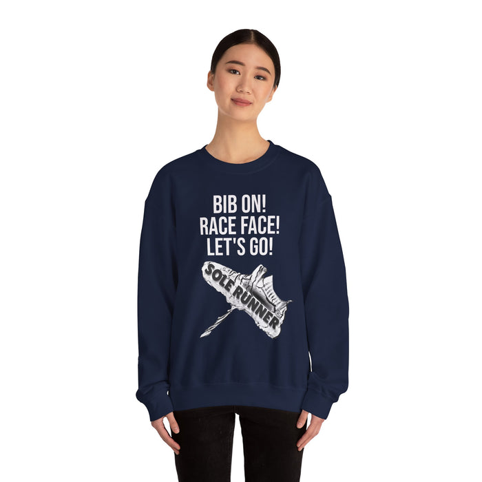 Bib On! Race Face! Let's Go!: Unisex Heavy Blend™ Crewneck Sweatshirt