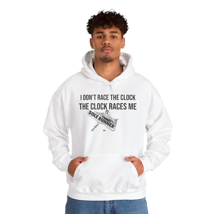 I Don't Race The Clock. The Clock Races Me: Unisex Heavy Blend™ Hooded Sweatshirt