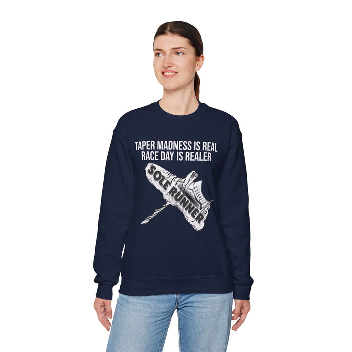 Taper Madness Is Real, Race Day Is Realer: Unisex Heavy Blend™ Crewneck Sweatshirt